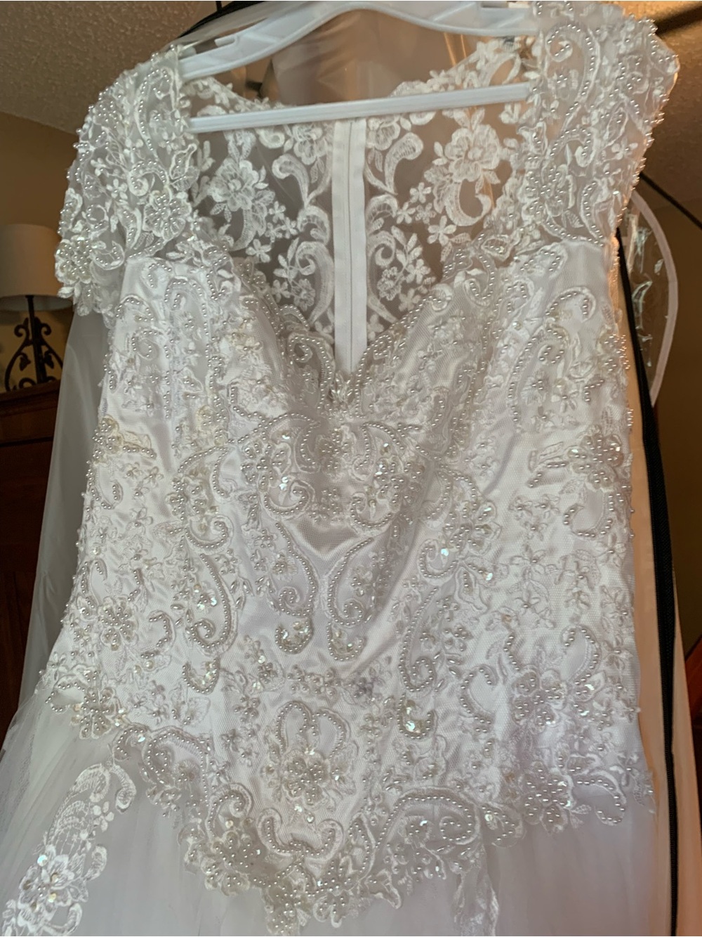 Rhinestone Lace Tulle Bridal Gown - White - Picture 2 of 8